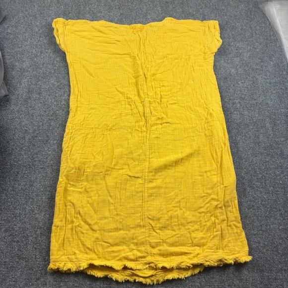 EILEEN FISHER Women’s Organic Gauze Shift Dress Raw Hem Yellow size Small Petite - Picture 2 of 9
